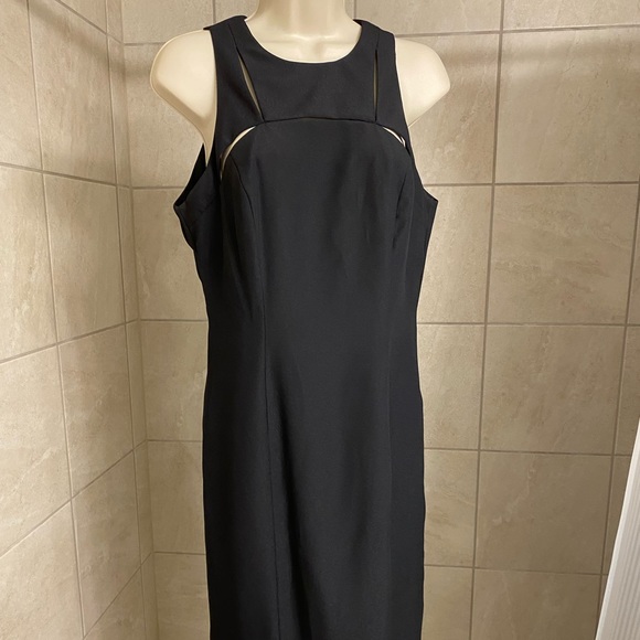 Vintage Adrianna Papell Evening black cocktail dress with bodice slits, size 10 - Picture 3 of 11